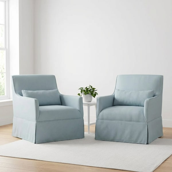 Set of 2 Providence Smith Swivel Accent Chair, Blue | At Home