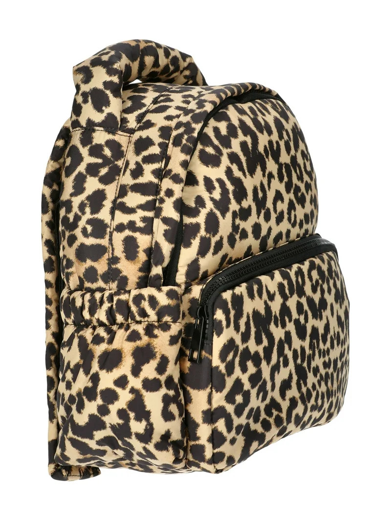 No Boundaries Women’s Hands Free Puffy Mini Backpack, Leopard | Walmart (US)
