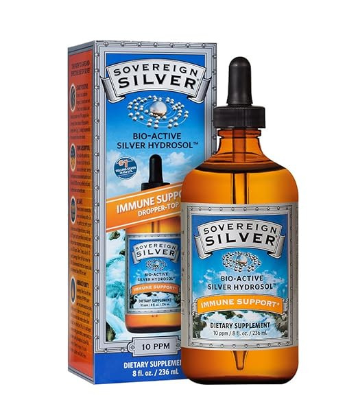 Sovereign Silver Bio-Active Silver Hydrosol for Immune Support - 10 ppm, 8oz (236mL) - Dropper | Amazon (US)