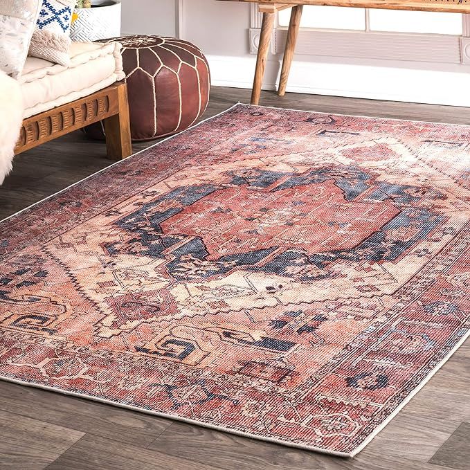nuLOOM Leslie Transitional Printed Accent Rug, 3x5, Peach | Amazon (US)