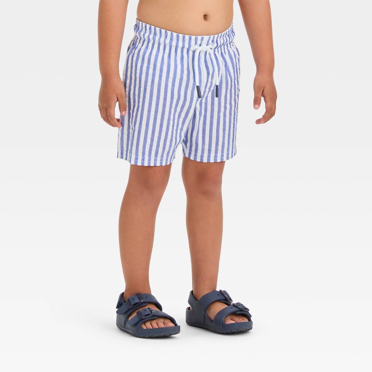 Toddler Boys' Striped Seersucker Swim Shorts - Cat & Jack™ Blue 2T: Cotton Blend, Above Knee, A... | Target