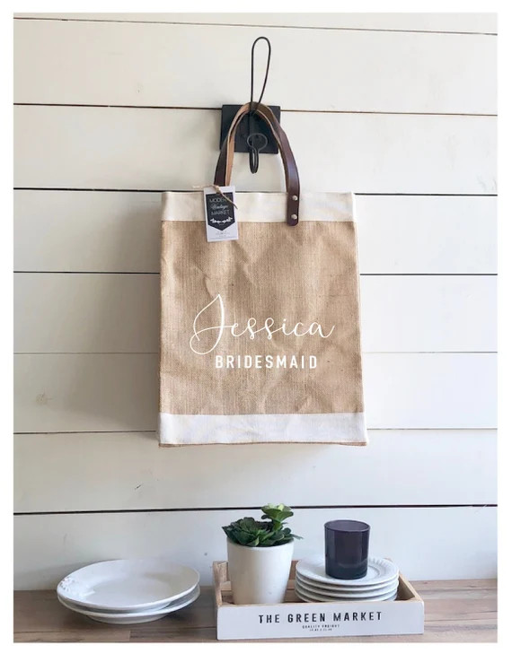 Personalized Jute Tote Bag,Market Bag,Personalized Gift for her,Gifts For Her,Bridesmaid Totes,Br... | Etsy (US)