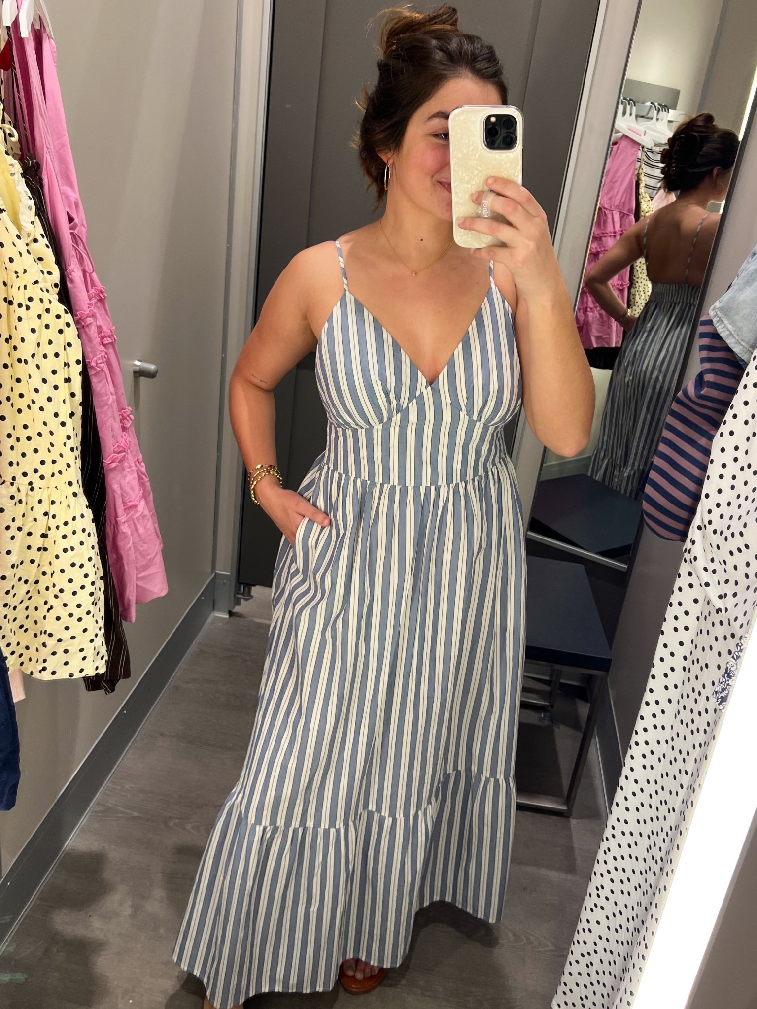 Okay…did someone say “Coastal Grandmother”?!? THIS DRESS IS IT!!! 

Absolutely loving the blue & white stripe print for this maxi dress! I’m 5’4 and in the size medium and it’s PERFECT! 

Live out your coastal dreams all summer long in this beauty 🐚🤍🩵 

@Target #target #targetfinds #springdress #easterdress #coastalgrandmother #coastaldress #nantucketvibes #summerdress 

#LTKmomlife #LTKTravel #LTKootd