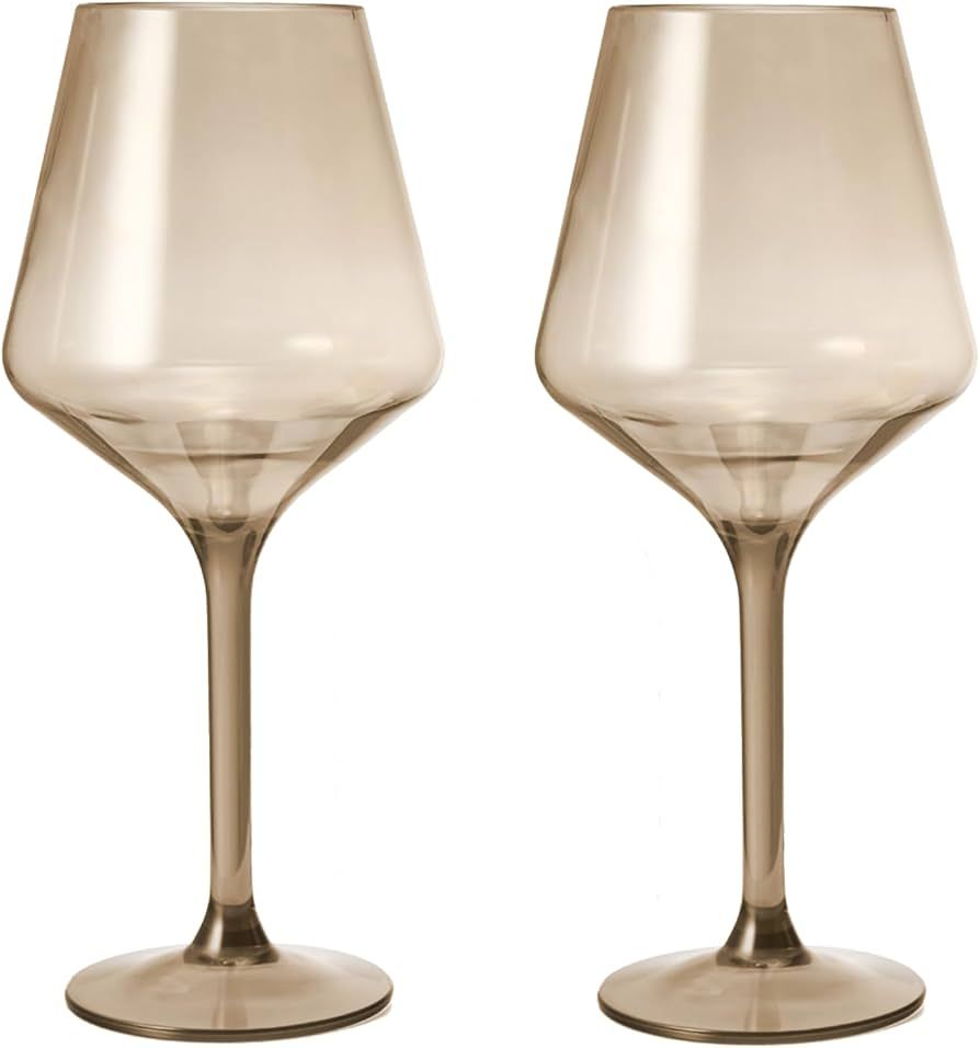European Style Crystal, Stemmed Wine Glasses - Set of 2-15 OZ Acrylic Glasses Tritan Drinkware, U... | Amazon (US)