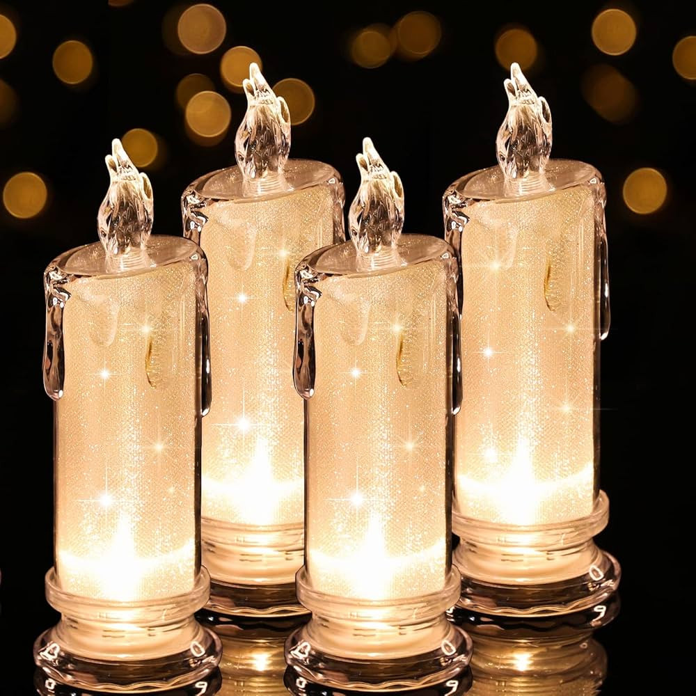 4 velas LED blancas (2.5 pulgadas de profundidad x 7 pulgadas de alto), velas de pilar sin llama,... | Amazon (US)