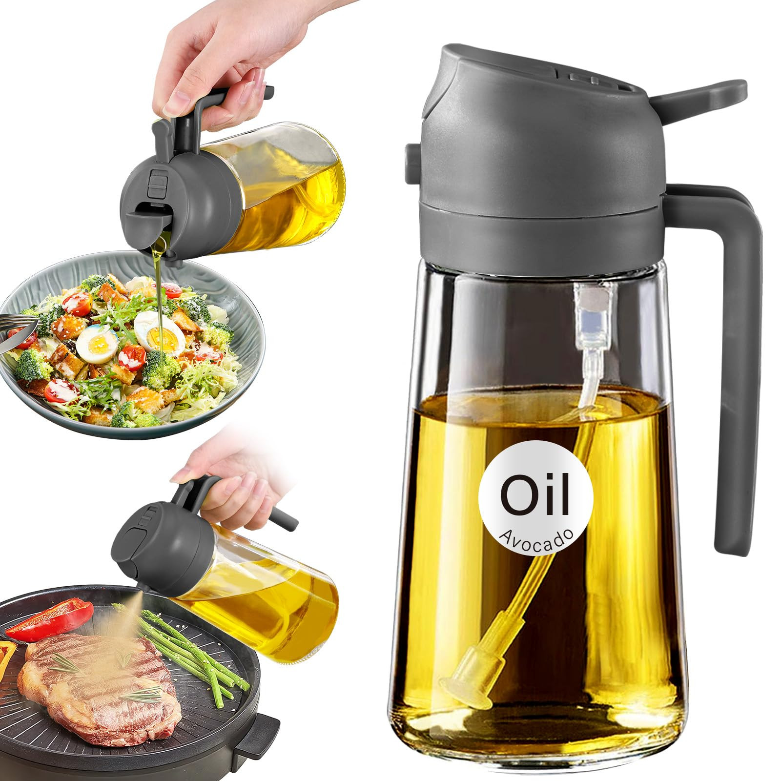 YARRAMATE 16oz/470ml Oil Sprayer for Cooking with Stickers, Food-grade Premium 2 in 1 Olive Oil D... | Amazon (US)
