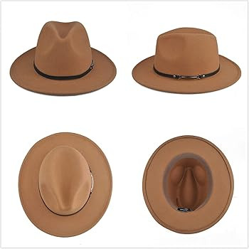 Felt Fedora Hat for Women/Men, Wide Brim Belt Buckle Panama Hat Fashion Sun Hat Top Hat | Amazon (US)