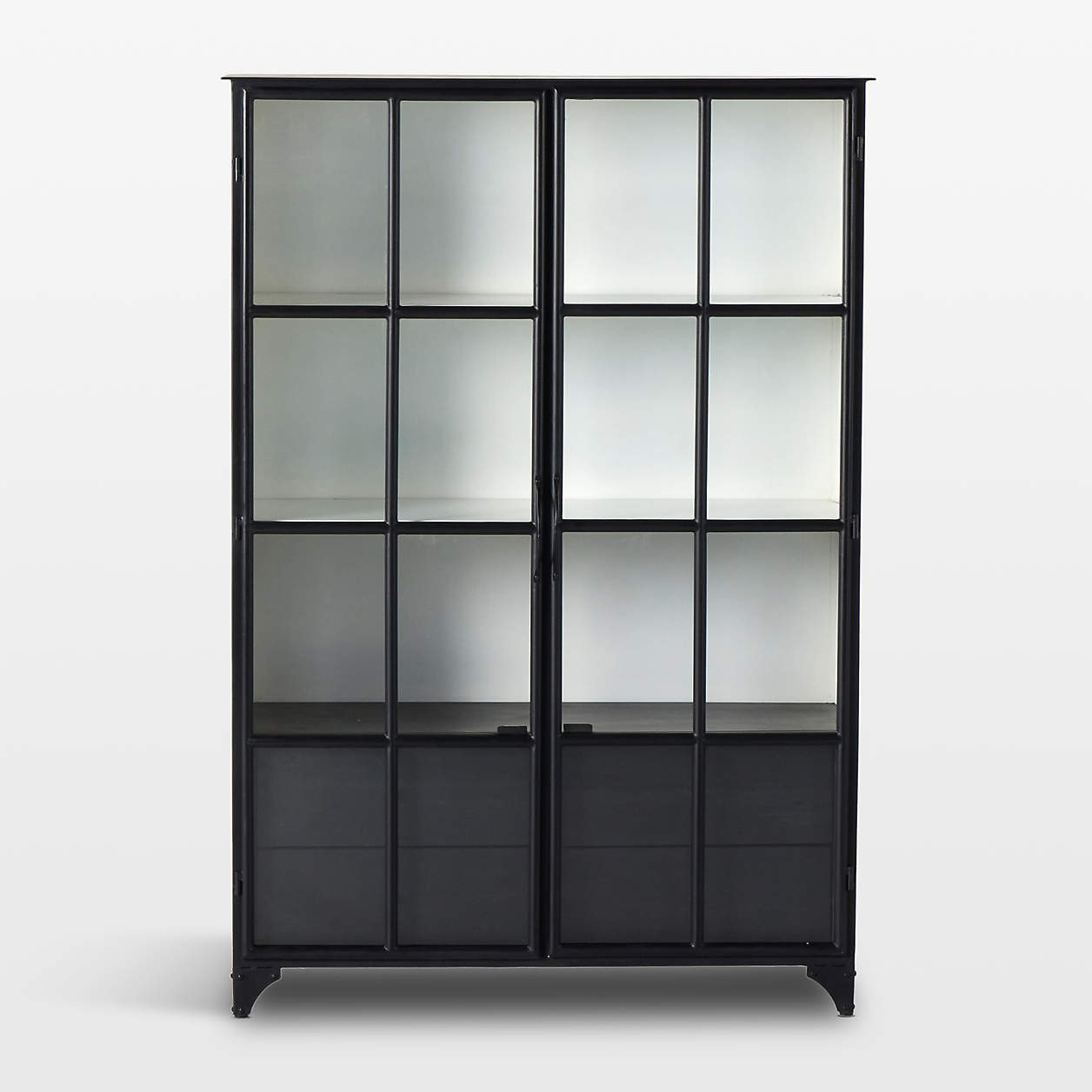 Kedzie 54" Black and White Iron and Glass Storage Display Cabinet + Reviews | Crate & Barrel | Crate & Barrel