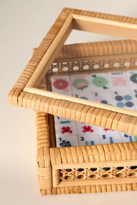 The Mahjong House Rattan Tile Box | Anthropologie (US)