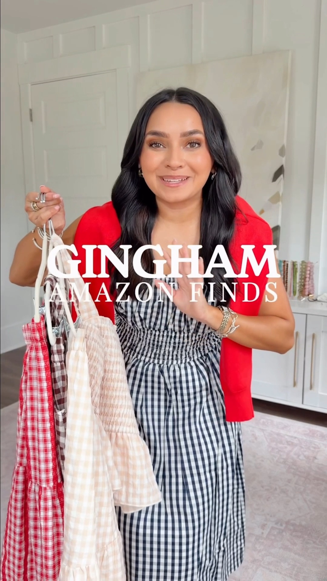 Amazon Gingham finds! ✨
For reference: I’m 5’0, petite, 32b bra size, and 2/26 in bottoms, pear shaped.
*Everything I share is unaltered! TTS means true to size. Between size 5–6.5 in shoes

Navy gingham smocked maxi dress XS TTS
Red cardigan size small TTS
Clear heels size 5 TTS

Khaki gingham matching set size small TTS
Clear heels size 5 TTS

Black gingham matching set size small TTS
Clear sandals size 5 TTS

Red gingham skirt size small TTS
White tank XS petite TTS
Clear heels size 5 TTS

Black gingham mini dress XS TTS
Tan heels size 5 TTS

Summer fashion
vacation outfit
spring outfit 
matching sets

#LTKootd #LTKgrwm #LTKPetite