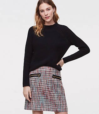 LOFT Petite Zip Pocket Tweed Skirt | LOFT