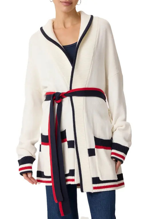 Splendid Set Sail Cardigan in White/Navy/Rouge at Nordstrom, Size Large | Nordstrom