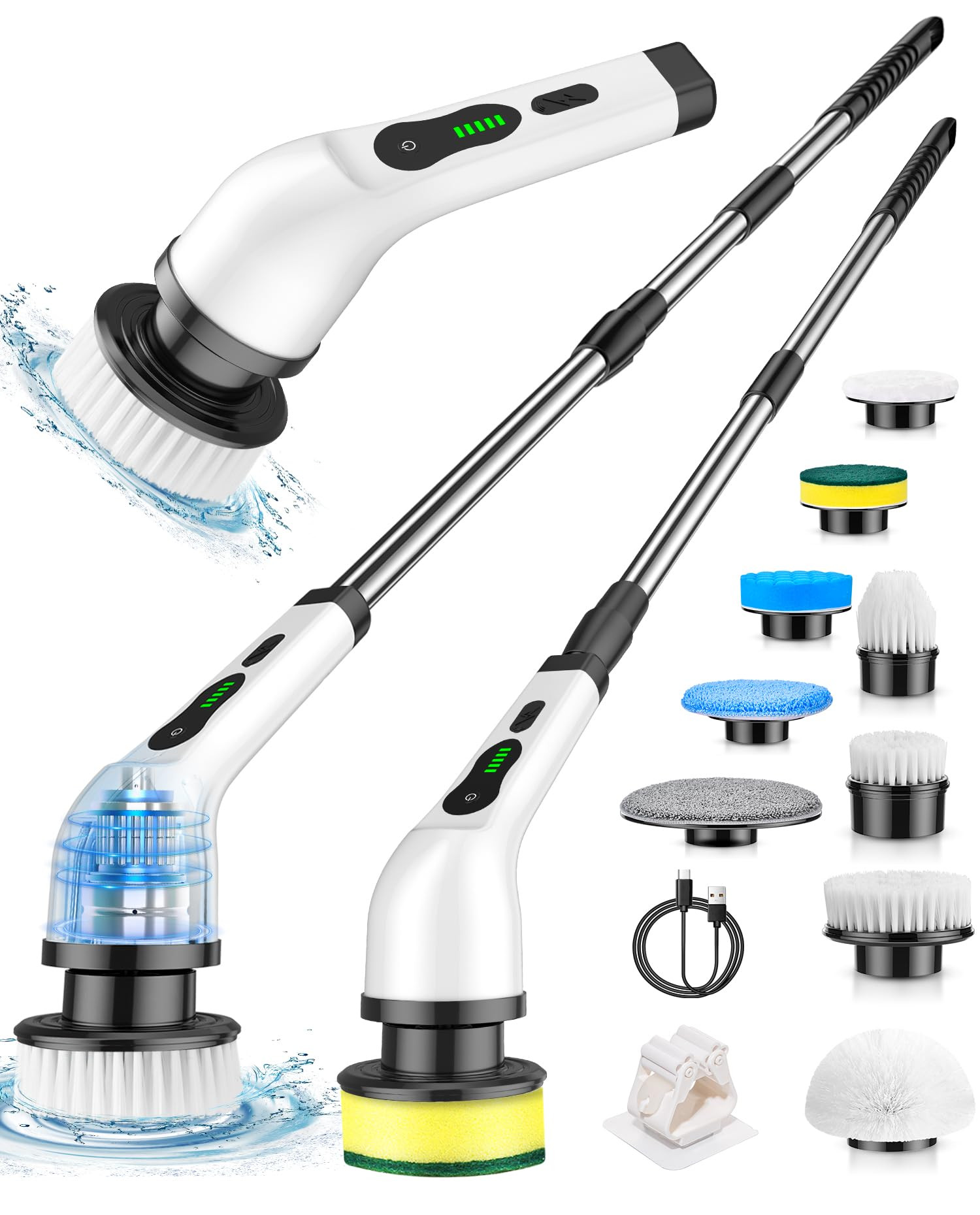 Electric Spin Scrubber, Cordless Cleaning Brush, Shower Scrubber with 9 Brush Heads 2H Power Dual... | Amazon (US)