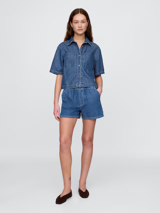 Mid Rise UltraSoft Denim Easy Boxer Shorts | Gap (US)