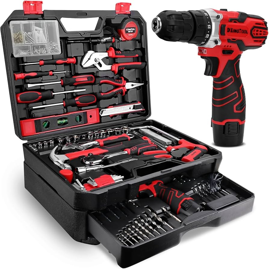 KingTool 276-Piece Tool Set Kit - Tool kit with 12V Cordless Power Drill Driver Toolbox Storage C... | Amazon (US)