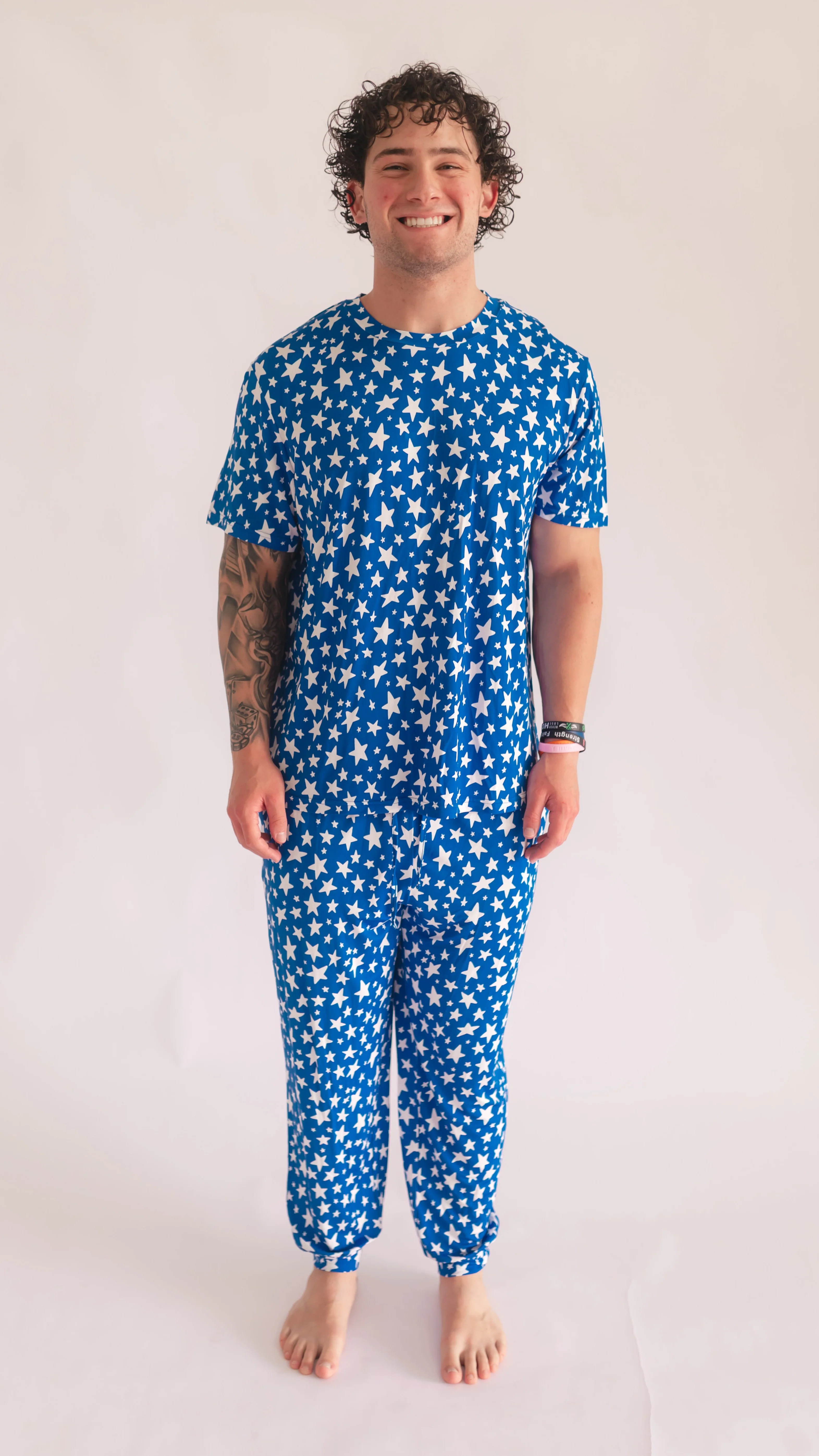 Adult Jogger Set In Blue Stars | Silks Design