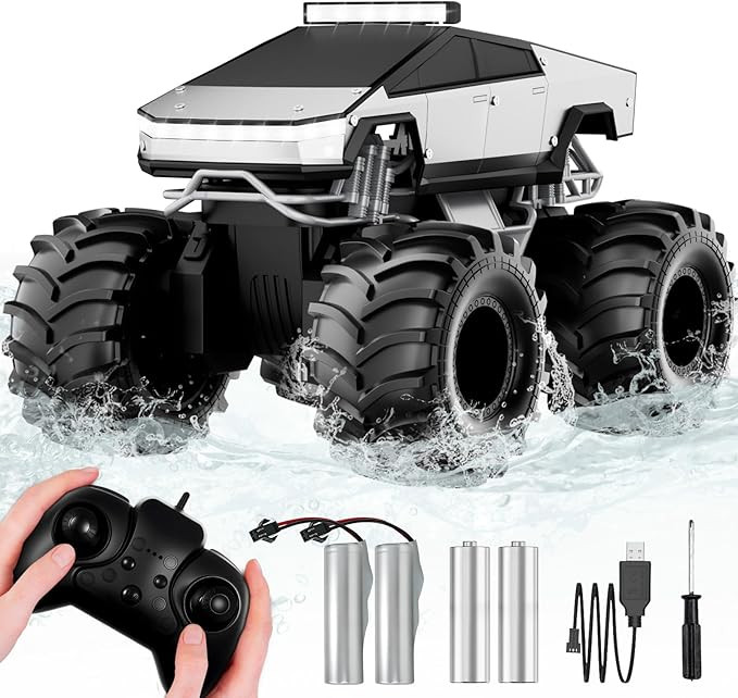Remote Control Car, 1:18 Amphibious RC Cars, 4WD All Terrain Off-Road Pickup, 2.4GHz Waterproof C... | Amazon (US)