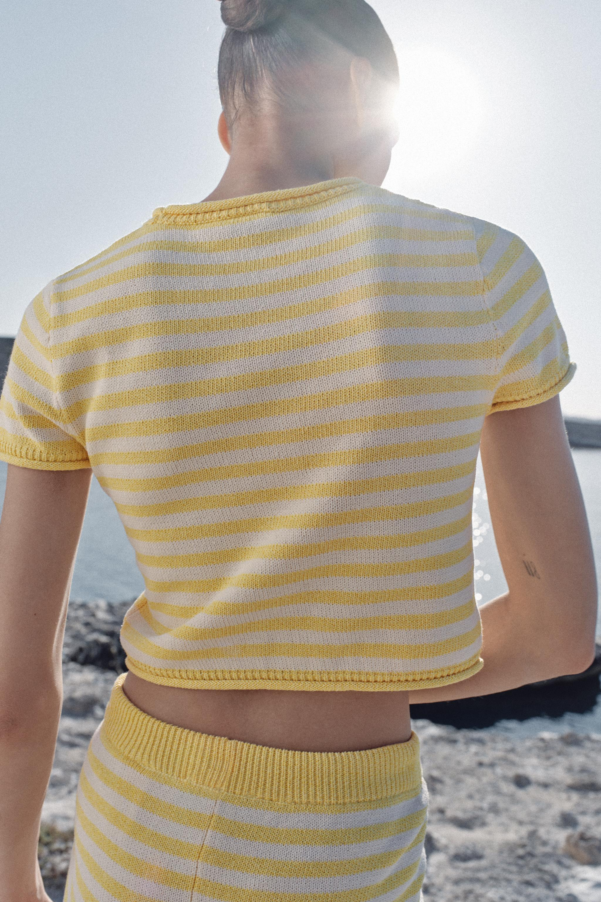 STRIPED KNIT CROP TOP | Zara US