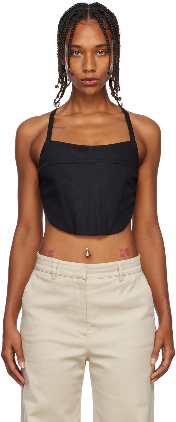 Rosetta Getty Black Tie Back Corset | SSENSE