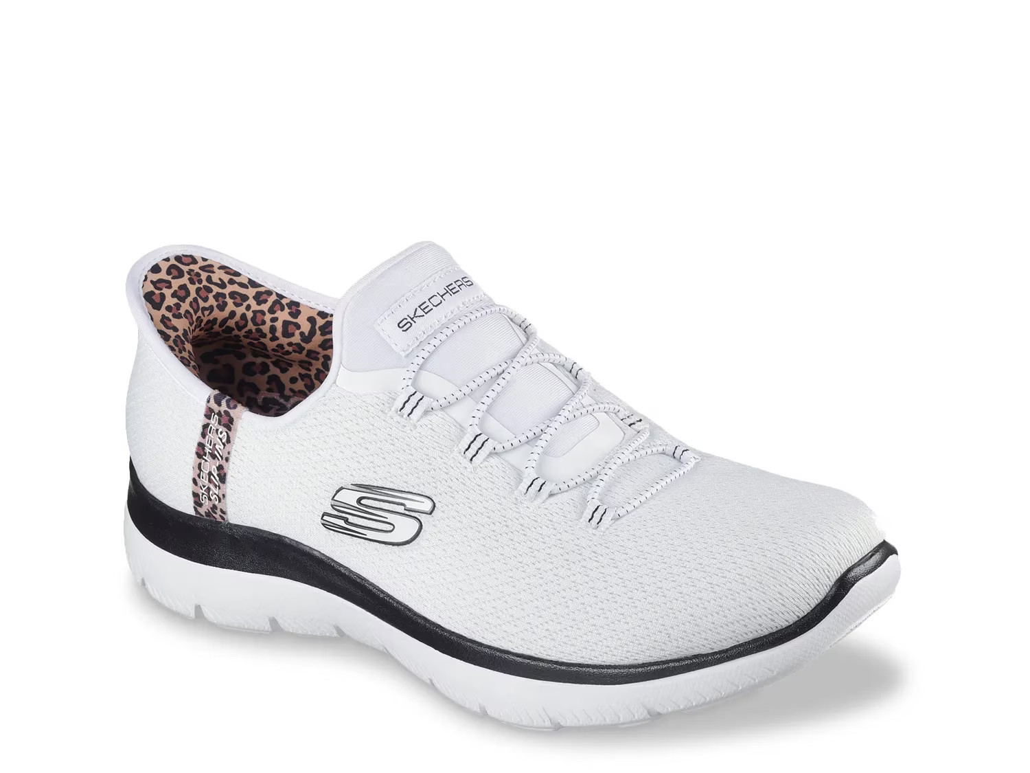 Skechers Hands Free SlipIns: Summits Leopard Chic SlipOn Sneaker | Women's | White Leopard Print | Size 8.5 | Sneakers | DSW