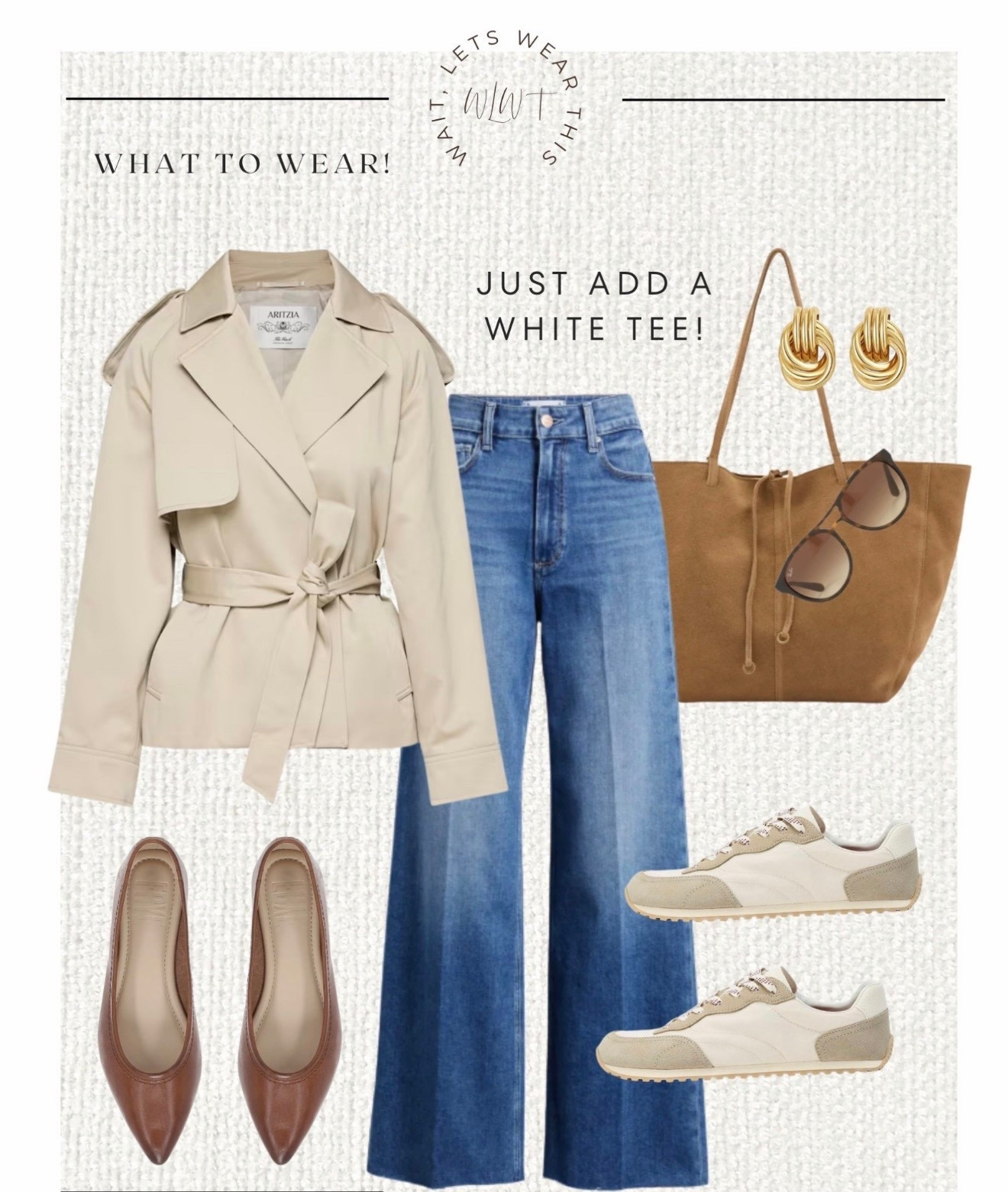 Just add a tee or tank!  Bag part of the Nordstrom sale! 

⭐️ Aritzia trench may be sold out but linked other options!! 