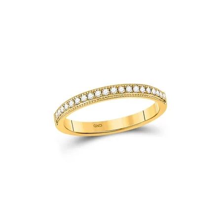 14kt Yellow Gold Womens Round Diamond Wedding Single Row Band 1/6 Cttw Ring Size 7 | Walmart (US)