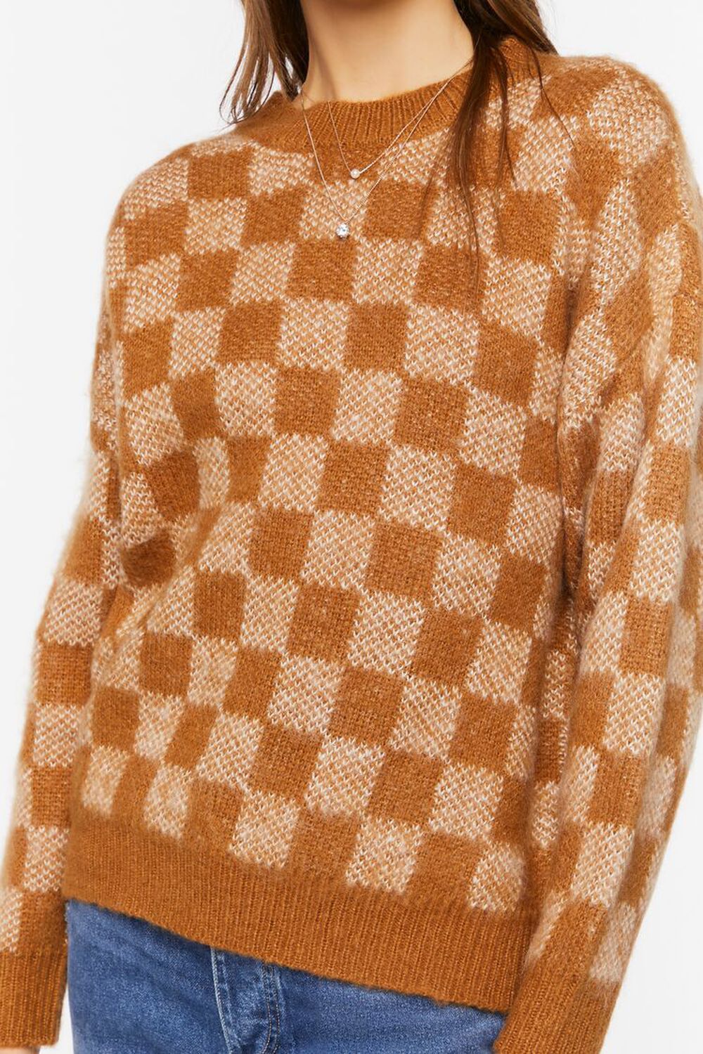 Checkered Drop-Sleeve Sweater | Forever 21 (US)