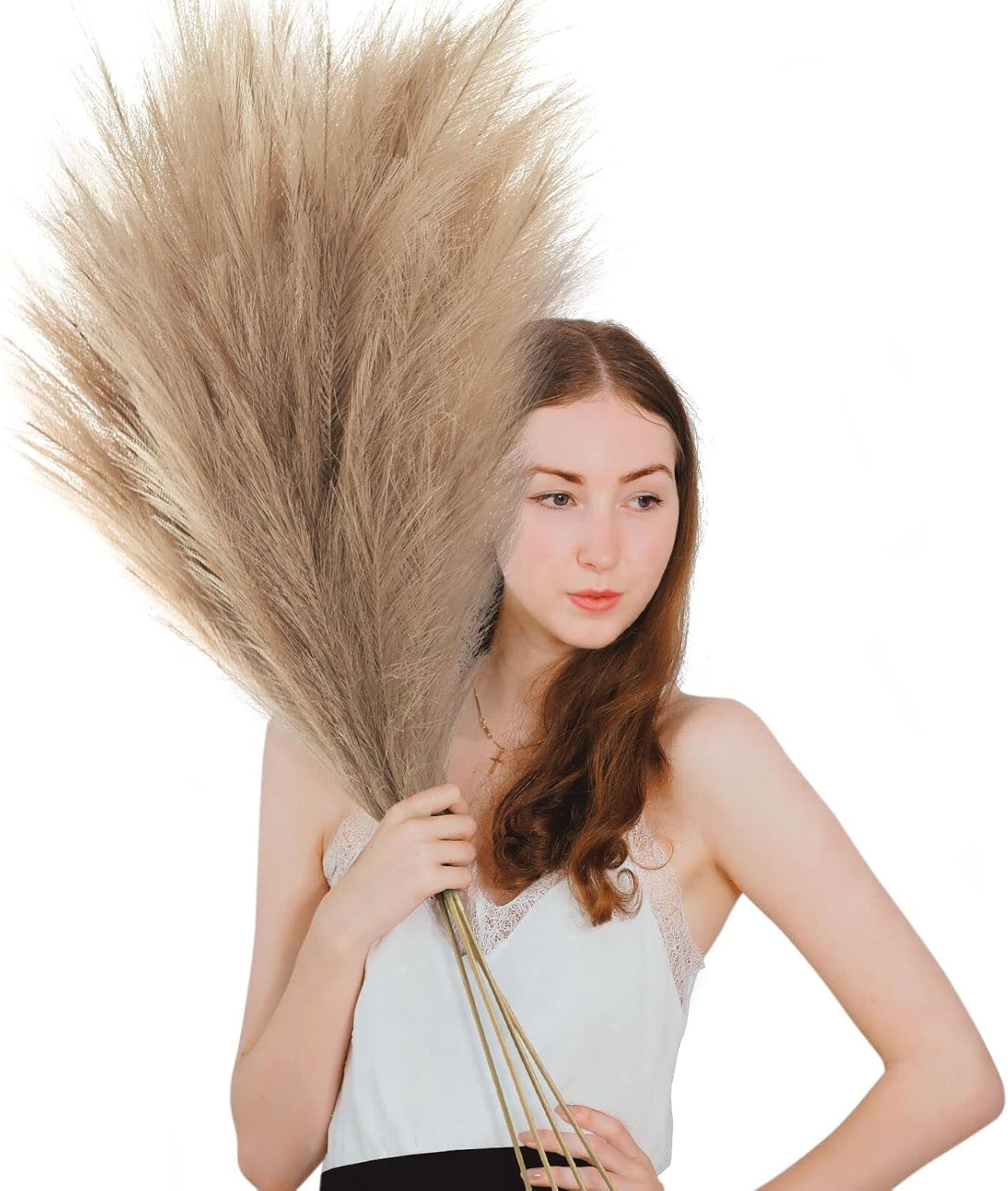 Faux Pampas Grass Decor Tall, Set of 4 Stems 43 Inch Artificial Pampas Grass Large, Fluffy Fake P... | Amazon (US)