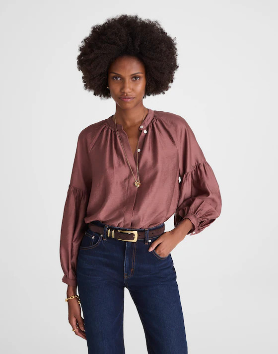 Shirred Balloon-Sleeve Top | Madewell