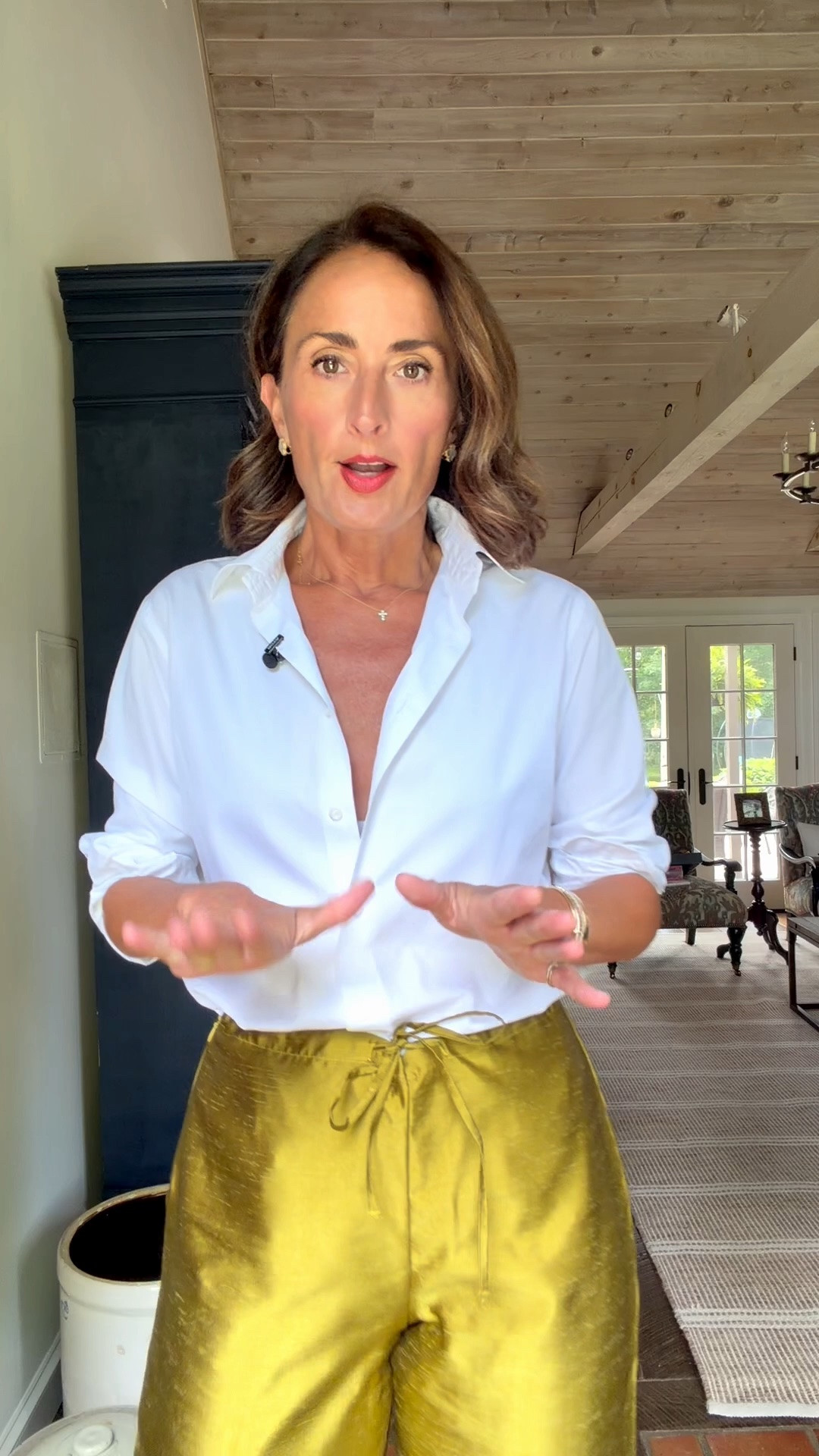 The pants that are about to sell out again and the perfect white button down that is 20% off with code LEO.