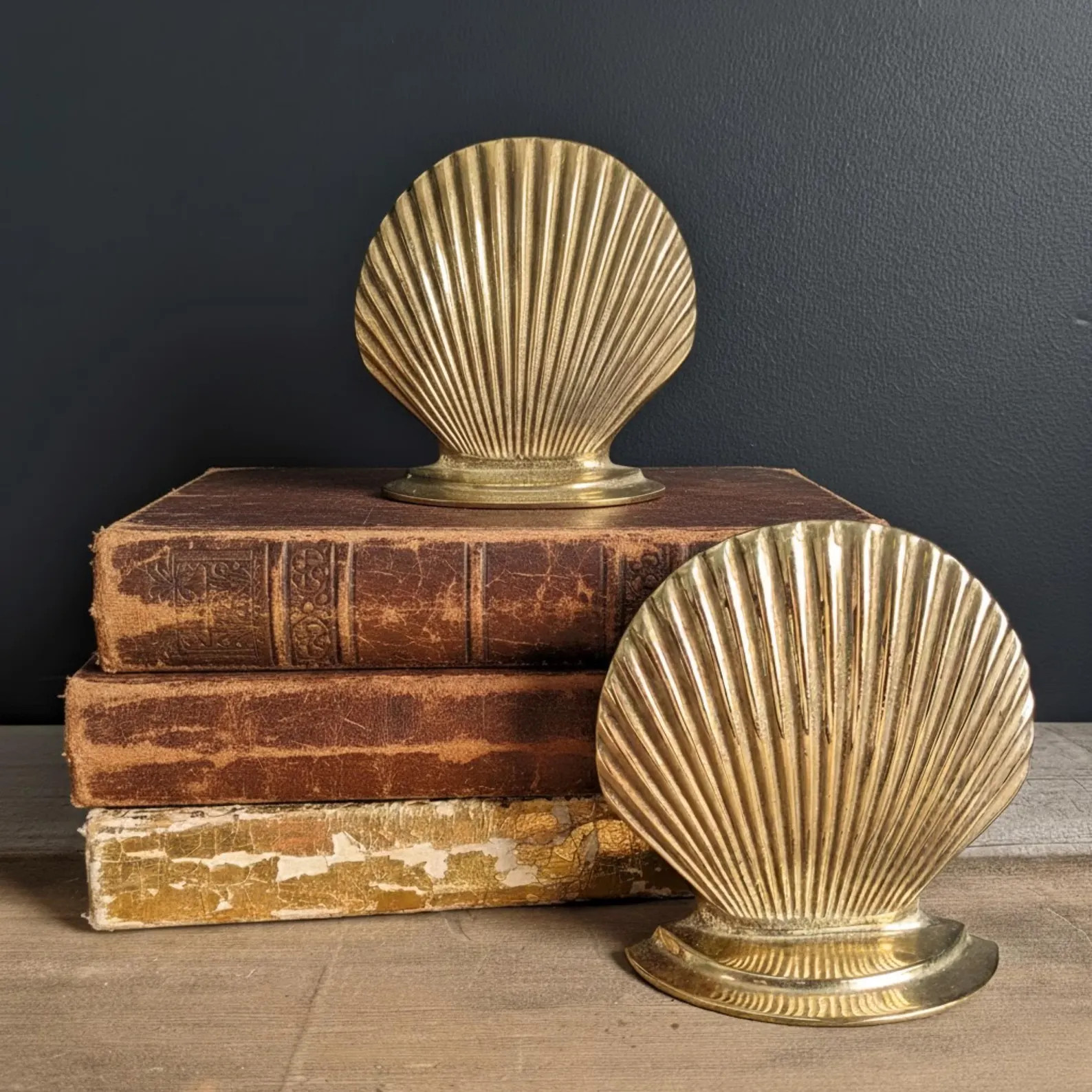 Vintage Brass Seashell Bookends - MCM Coastal Home Decor | Etsy (Global)