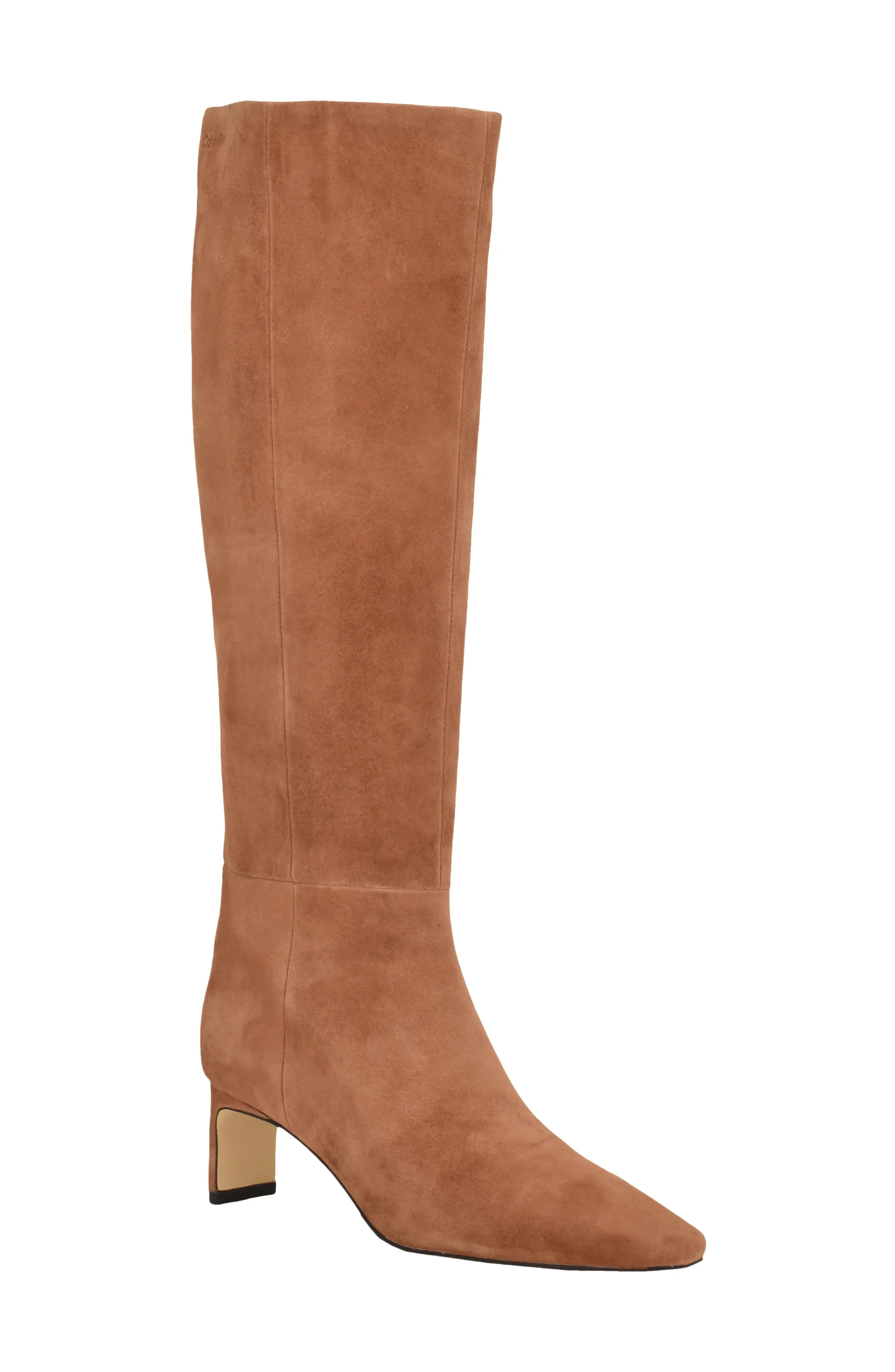 Calvin Klein Caterine Knee High Boot in Black Suede at Nordstrom, Size 10 | Nordstrom