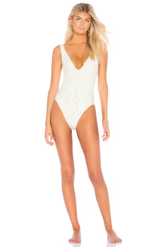 Solid & Striped The Michelle Tie One Piece in Cream from Revolve.com | Revolve Clothing (Global)