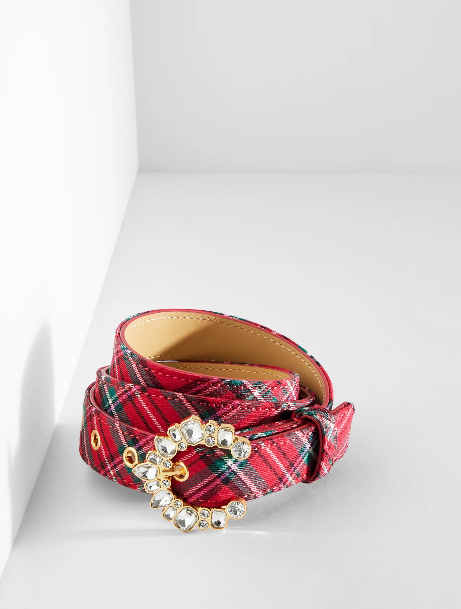 Crescent Buckle Belt - Cider Plaid - Red - Medium Talbots | Talbots