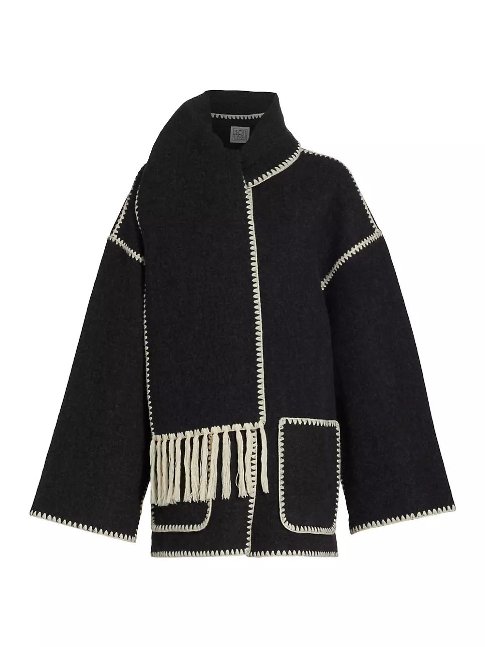 Embroidered Wool-Blend Scarf Jacket | Saks Fifth Avenue