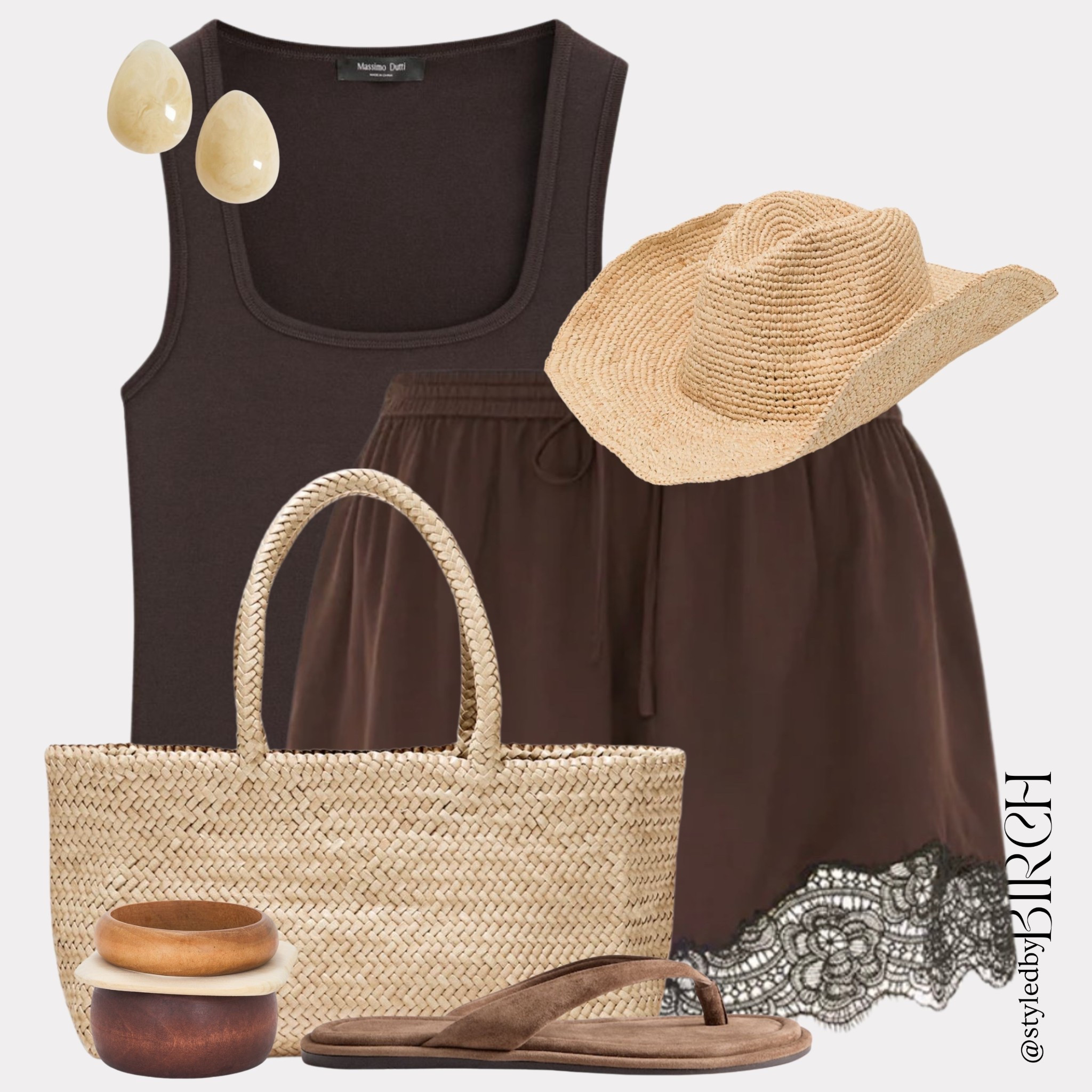 When the holiday outfit also saves you during the heatwave 🌊

That brown tank and shorts combo is effortless and completely breathable for the heat. An outfit that works for both holiday and surviving summer temperatures.

#ootd #outfitinspo #holidayoutfit #summerheat #chicstyle

Tags 🏷️
Brown sleeveless tank top, brown shorts with lace hem, tan straw wide brim hat, natural woven straw tote bag, brown suede flip flops, gold pearl drop earrings

#LTKsummer #LTKeurope #LTKstyletip