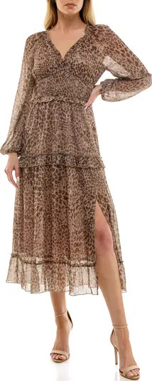 Long Sleeve Ruffle Chiffon Midi Dress | Nordstrom