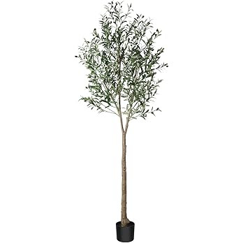 CROSOFMI Artificial Olive Tree Plant 83"（7Ft） Fake Topiary Silk Tree, Perfect Faux Plants in ... | Amazon (US)