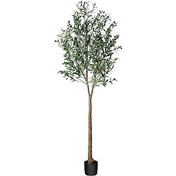 CROSOFMI Artificial Olive Tree Plant 83"（7Ft） Fake Topiary Silk Tree, Perfect Faux Plants in ... | Amazon (US)