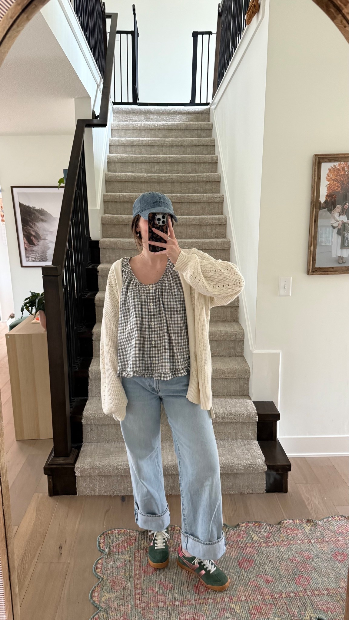 wearing a small in top, low rise jeans tts (sized up 3 during pregnancy, baggy but comfortable postpartum)! love these sneakers, so fun and tts! 

#LTKootd
