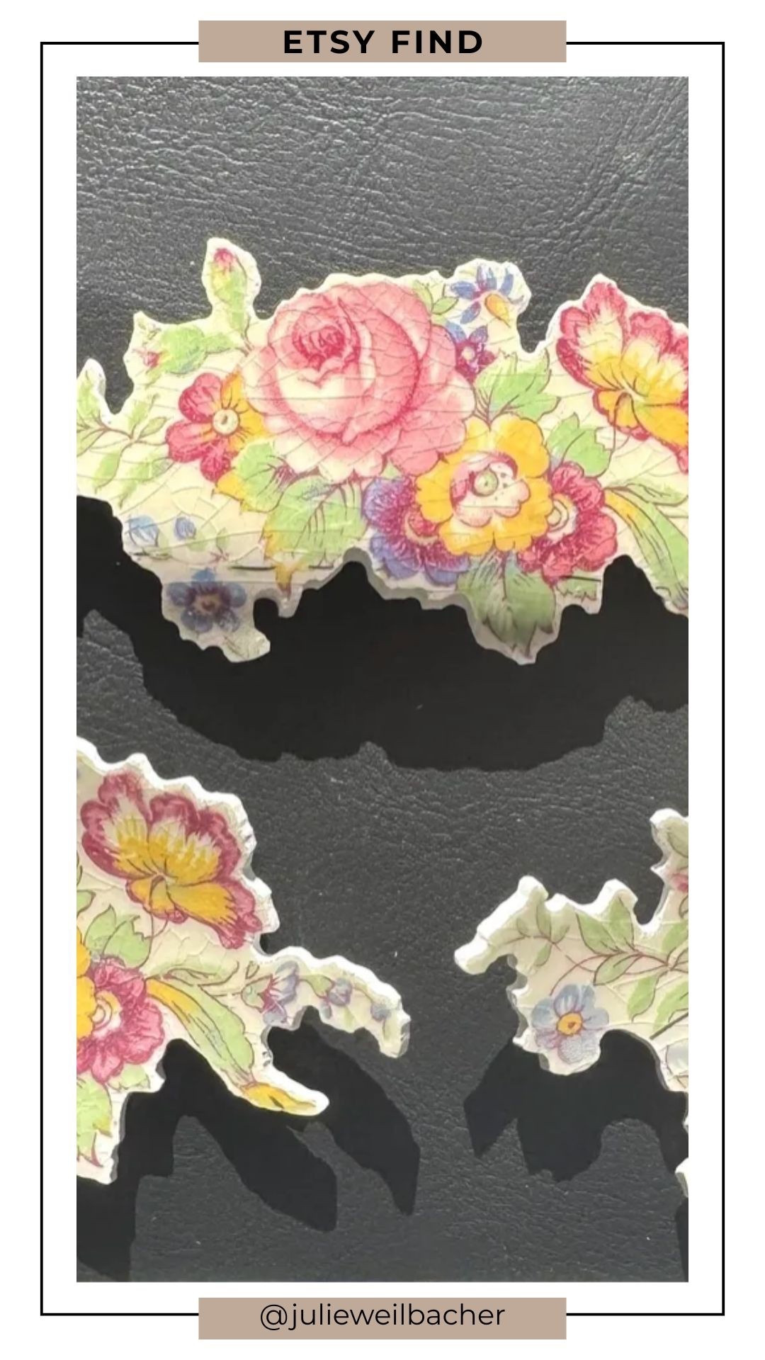 Say hello to instant mosaic + mixed media art flower feels! ✨ This set of 3 flower cutouts from vintage china gives you that beautiful “pique-assiette / broken china mosaic” look without having to hunt down old plates and smash them yourself. Perfect for mosaics, mixed-media art, garden pots, stepping stones, coasters, or wall art...these floral pieces from vintage china add nostalgic charm and delicate detail to any project or home decor. It may be cold outside, but these flowers make it feel like spring indoors…at least when you’re working on your art!

For mosaic tips, tutorials, inspiration, and so much more please visit my YouTube channel: YouTube.com/julieweilbacher. Follow @julieweilbacher on Instagram for all things mosaic art.

#homedecorideas #vintagedecor #flowerart #diyart #mosaicart #gardendecor #gardenart #mixedmediaart #upcycle #artmaterials #handmadehomedecor #flowerdecor #bohodecor #tilecrafts

#LTKHome #LTKFindsUnder50