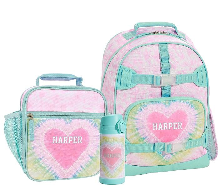 Mackenzie Pink Heart Tie-Dye Backpack & Lunch Bundle, Set of 3 | Pottery Barn Kids