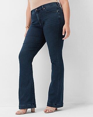 Mid Rise Dark Wash Supersoft Bootcut Jeans | Express