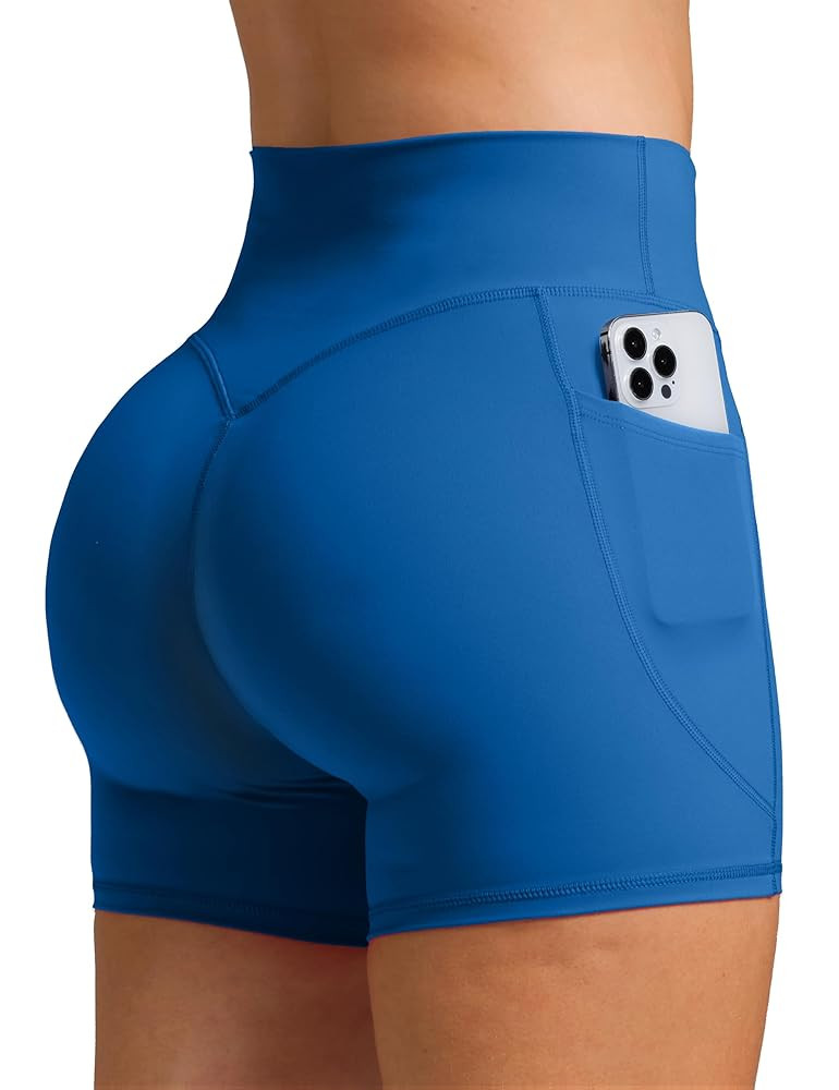 Olmlmt Biker Shorts Women with Pockets High Waisted Tummy Control Butt Lifting Workout Gym Runnin... | Amazon (US)