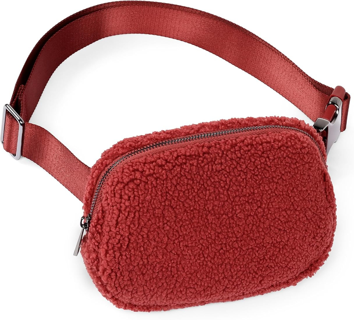 Fleece Mini Belt Bag with Adjustable Strap, Sherpa Small Waist Pouch Fanny Pack for Workout Runni... | Amazon (US)