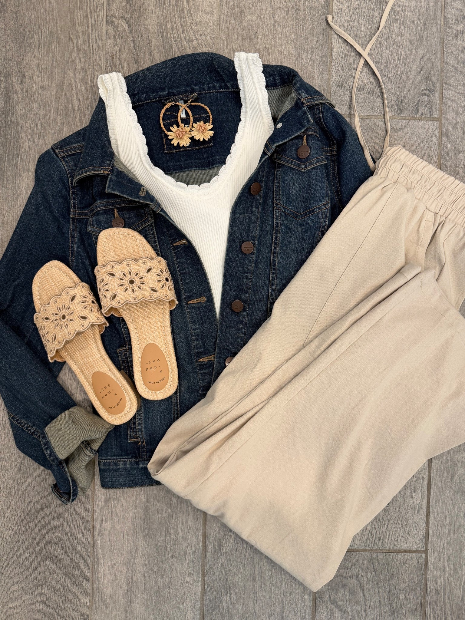 The classic, effortless Easy outfit for travel, casual errands and more . Neutral linen pants, scalloped tank 

#LTKgrwm #LTKOver40 #LTKootd