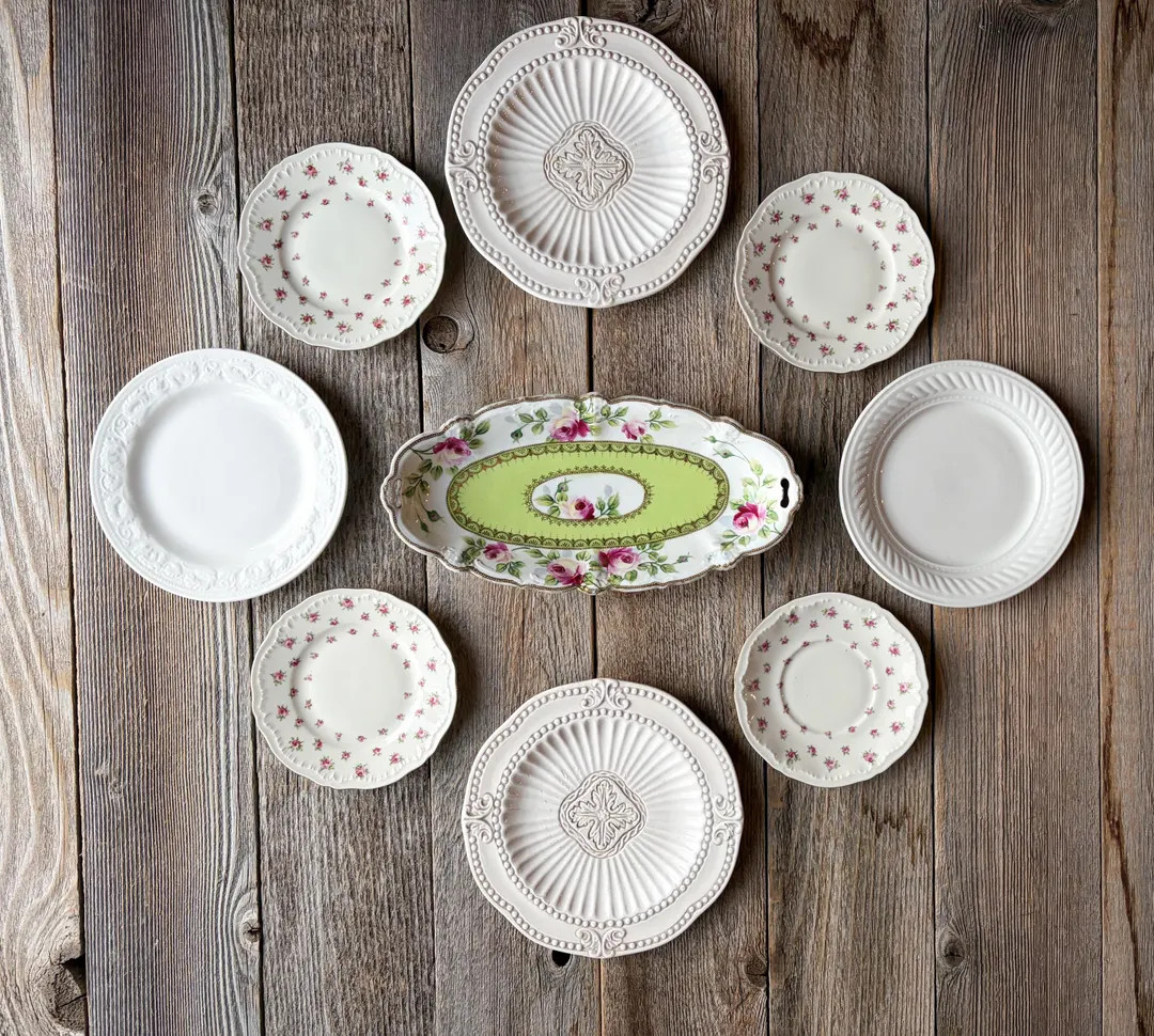 Wall Plate Collection (set of 9) | Vintage China Gallery Wall - Etsy | Etsy (US)