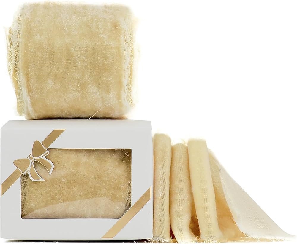 Amazon.com: HUIHUANG Tan Velvet Ribbon 2 inch Light Brown Frayed Silk Velvet Ribbon for Gift Wrap... | Amazon (US)