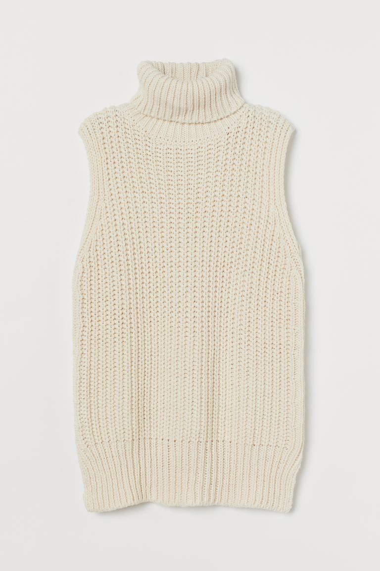 Relaxed-fit, sleeveless, turtleneck sweater in soft, rib-knit fabric with wool content. Polyester... | H&M (US)