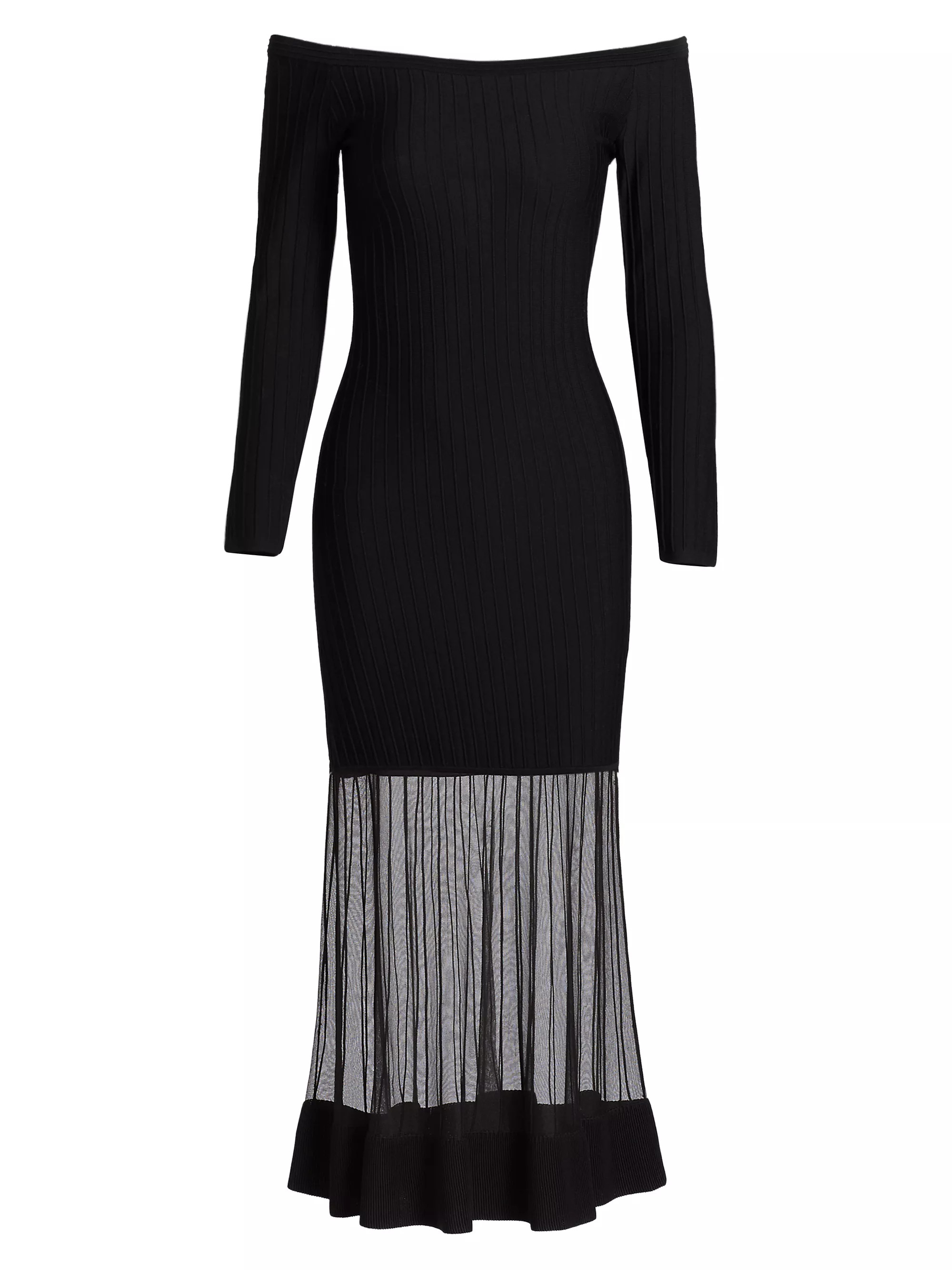 MillyMilly Off-the-Shoulder Sheer Overlay Knit Maxi Dress | Saks Fifth Avenue